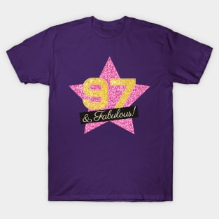 97th Birthday Gifts Women Fabulous - Pink Gold T-Shirt